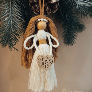 Makram Angyalka dísz , Karácsony, Karácsonyi lakásdekoráció, Karácsonyfadíszek, Csomózás, MESKA