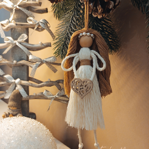 Makram Angyalka dísz  - karácsony - karácsonyi lakásdekoráció - karácsonyfadíszek - Meska.hu