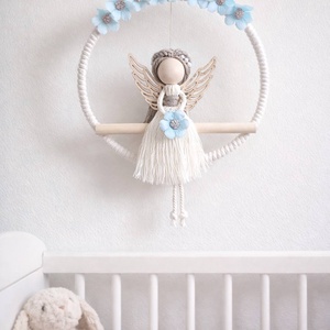 Kézzel készült makramé tündér  - baba - mama - babaszoba dekoráció - babaszoba kép - Meska.hu