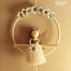 Kézzel készült makramé tündér  - baba - mama - babaszoba dekoráció - babaszoba kép - Meska.hu