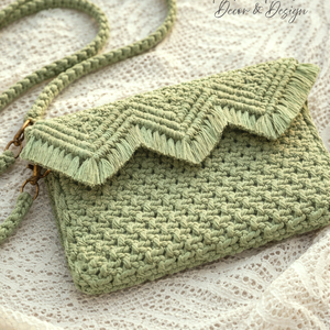 Egyedi makramé női táska � Kézzel készült bohém válltáska � Természetes stílusú kiegészítő, Táska & Tok, Kézitáska & válltáska, Alkalmi táska, Csomózás, MESKA