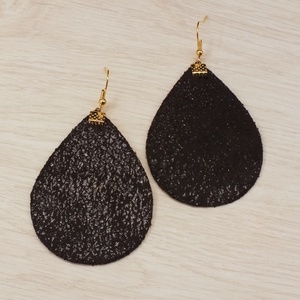 Fekete textilbőr fülbevaló - ékszer - fülbevaló - lógó csepp fülbevaló - Meska.hu