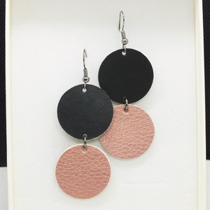 Logó fülbevaló, 6 cm fekete rosegold, , Ékszer, Fülbevaló, Lógó fülbevaló, Bőrművesség, Ékszerkészítés, MESKA