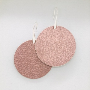 Kerek Rose Gold fülbevaló, 3,5 cm, Ékszer, Fülbevaló, Lógós kerek fülbevaló, Bőrművesség, Ékszerkészítés, MESKA