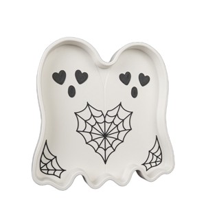Halloween cukorkatartó tál, szellem páros � kínálótál, ékszertartó és gyűrűtartó tálca, 18 cm - otthon & életmód - dekoráció - halloween - halloweeni asztaldísz - Meska.hu
