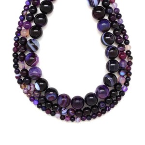 Achát golyó lila sávos szinezett 8mm � ékszerkészítő alapanyag (füzér), Kellékek & szerszámok, Ásvány alapanyag, Ásványfüzér, , MESKA