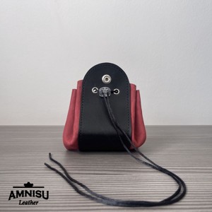 Fekete - gyűrt piros bőr 2in1 szütyő és kockatálca M8031-5011 - játék & sport - szerepjáték - Meska.hu