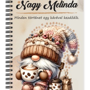 Személyre szabható - Cappucino kávés manó mintás A5-ös füzet, Otthon & Életmód, Papír, írószer, Jegyzetfüzet & Napló, , MESKA