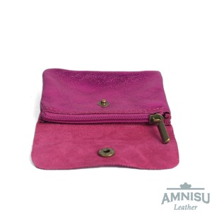 Metál magenta mini női bőr pénztárca - táska & tok - pénztárca & más tok - pénztárca - női pénztárca - Meska.hu