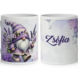 Névvel kérhető - Kalandor levendulás manó mintás bögre, Otthon & Életmód, Konyhafelszerelés, tálalás, Tálalás, Bögre & Csésze, , MESKA