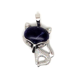 Róka medál fémmel szodalit 2x3cm, Ékszer, Nyaklánc, Medál, , MESKA