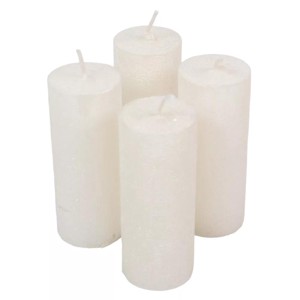 Rusztikus metál henger gyertya 40x100mm - fehér szett, Kellékek & szerszámok, Vegyes alapanyag, Dekorációs gyertya, , MESKA
