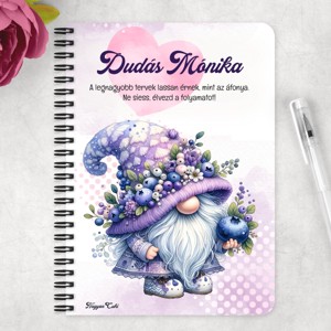 Személyre szabható - Tündéri Áfonyás manó mintás A6-os füzet - otthon & életmód - papír, írószer - jegyzetfüzet & napló - Meska.hu