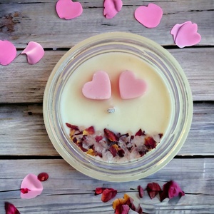 Love VIBE ásványgyertya rózsakvarccal - otthon & életmód - gyertya, illat, aroma - gyertya - Meska.hu