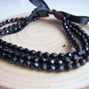 3 soros telt fekete ÜVEG gyöngy kaláris, Készen - Meska.hu