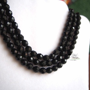 3 soros telt fekete ÜVEG gyöngy kaláris, Készen - ékszer - nyaklánc - többsoros nyaklánc - Meska.hu