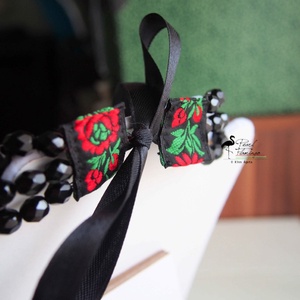 3 soros telt fekete ÜVEG gyöngy kaláris, Készen - ékszer - nyaklánc - többsoros nyaklánc - Meska.hu