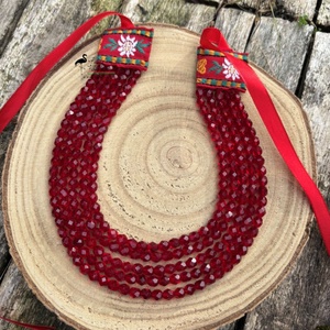 Bordó ÜVEG kaláris, 5 soros KÉSZEN - Meska.hu