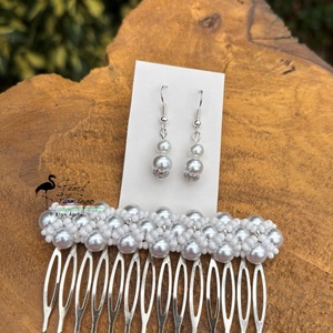 Népi jellegű kontyfésű és hozzá illő fülbevaló szett KÉSZEN - Meska.hu