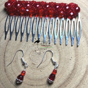 Népi jellegű kontyfésű és hozzá illő fülbevaló szett KÉSZEN - Meska.hu