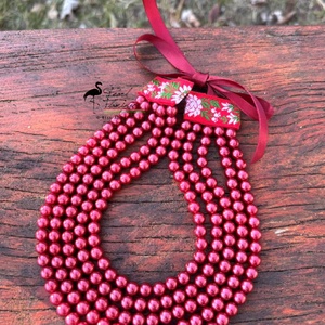 5 soros bordó tekla gyöngyös kaláris  - Meska.hu