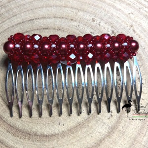 Népi jellegű kontyfésű és hozzá illő fülbevaló szett KÉSZEN, Ékszer, Fülbevaló, Lógó fülbevaló, Gyöngyfűzés, gyöngyhímzés, MESKA