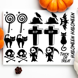 Halloweeni lemosható tetoválás csomag (A5 oldal - 17 db), Esküvő, Emlék & Ajándék, Köszönőajándék, Papírművészet, MESKA