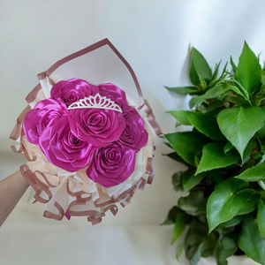 7 szálas örökrózsa csokor - pink színben - otthon & életmód - dekoráció - virágdísz és tartó - csokor & virágdísz - Meska.hu