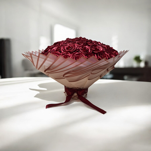 60 szálas burgundi vörös örök rózsa csokor köszöntő táblával - otthon & életmód - virágdekoráció - virágok - virágcsokor - Meska.hu