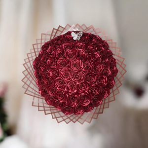 60 szálas burgundi vörös örök rózsa csokor köszöntő táblával - otthon & életmód - virágdekoráció - virágok - virágcsokor - Meska.hu
