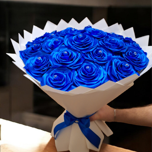 Királykék szatén örökrózsacsokor � 25 szálas kézzel készült, időtálló ajándék - otthon & életmód - virágdekoráció - virágok - virágcsokor - Meska.hu