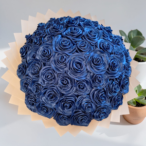 Óriás rózsacsokor � 56 szálas tengerészkék, 70 cm átmérőjű � Prémium kézműves ajándék - otthon & életmód - virágdekoráció - virágok - virágcsokor - Meska.hu