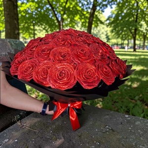 Óriás 50 szálas vörös örökrózsa csokor � romantikus kézműves szatén rózsacsokor - otthon & életmód - virágdekoráció - virágok - virágcsokor - Meska.hu