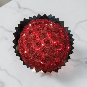 Óriás 50 szálas vörös örökrózsa csokor � romantikus kézműves szatén rózsacsokor - otthon & életmód - virágdekoráció - virágok - virágcsokor - Meska.hu