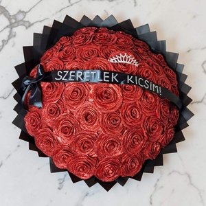 Óriás 50 szálas vörös örökrózsa csokor � csillogó rózsák, LED, egyedi felirat � romantikus kézműves ajándék - otthon & életmód - virágdekoráció - virágok - virágcsokor - Meska.hu