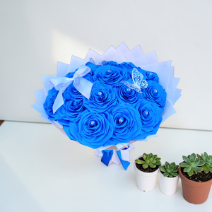 Királykék 18 szálas örökrózsa csokor � ajándék születésnapra, évfordulóra - otthon & életmód - virágdekoráció - virágok - virágcsokor - Meska.hu