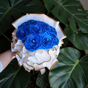 11 szálas királykék örökrózsa csokor - kézműves virágcsokor születésnapra, ballagásra - otthon & életmód - virágdekoráció - virágok - virágcsokor - Meska.hu