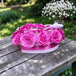 Szív alakú örökrózsa box - �Köszönöm, hogy felneveltél!� � Anyák napi ajándék - otthon & életmód - virágdekoráció - virágok - virágbox - Meska.hu