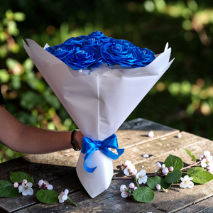 Királykék örök rózsa csokor - 18 szálas - otthon & életmód - virágdekoráció - virágok - virágcsokor - Meska.hu