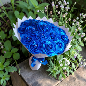 Királykék örök rózsa csokor - 18 szálas - otthon & életmód - virágdekoráció - virágok - virágcsokor - Meska.hu