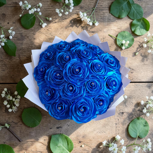 Királykék örök rózsa csokor - 18 szálas - otthon & életmód - virágdekoráció - virágok - virágcsokor - Meska.hu