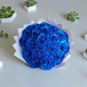 Királykék örök rózsa csokor - 18 szálas - otthon & életmód - virágdekoráció - virágok - virágcsokor - Meska.hu
