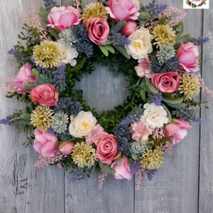 Színes Virág Koszorú - otthon & életmód - dekoráció - ajtó- és ablak dekoráció - ajtódísz & kopogtató - Meska.hu