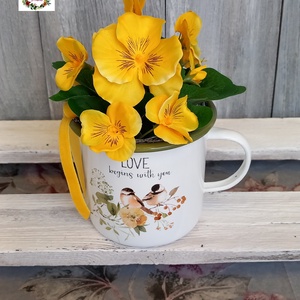 Sárga Árvácska Bögredísz  - otthon & életmód - dekoráció - asztal és polc dekoráció - asztaldísz - Meska.hu