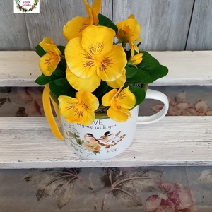 Sárga Árvácska Bögredísz  - otthon & életmód - dekoráció - asztal és polc dekoráció - asztaldísz - Meska.hu