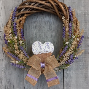 Levendula Kopogtató Natúr Színvilágban - otthon & életmód - dekoráció - ajtó- és ablak dekoráció - ajtódísz & kopogtató - Meska.hu