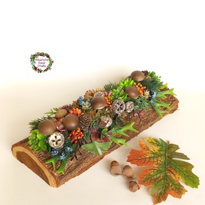Erdőben Jártam - Őszi Fahasáb Asztaldísz - otthon & életmód - dekoráció - asztal és polc dekoráció - asztaldísz - Meska.hu