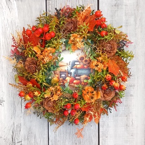  Őszi Furgon - Őszi Kopogtató/Őszi Falidísz/ Őszi Koszorú/Őszi Ajtódísz - otthon & életmód - dekoráció - ajtó- és ablak dekoráció - ajtódísz & kopogtató - Meska.hu