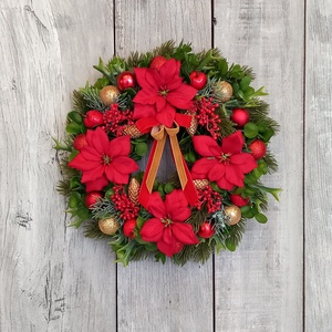 Mikulásvirágok Karácsonya - Karácsonyi Kopogtató/Téli Kopogtató /Téli Ajtódísz/Karácsonyi AjtódíszFalidísz/ - karácsony - karácsonyi lakásdekoráció - karácsonyi ajtódíszek - Meska.hu