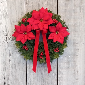 Mikulásvirágok Ünneplőben- Karácsonyi Kopogtató/Téli Kopogtató /Téli Ajtódísz/Karácsonyi Ajtódísz/Falidísz/ - karácsony - karácsonyi lakásdekoráció - karácsonyi ajtódíszek - Meska.hu